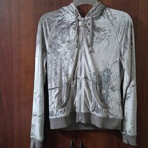 BCBGMAXAZRIA silver/taupe hoodie size large